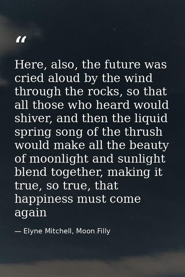 Here, also, the future was cried aloud by the wind through the rocks, so that all those who heard would shiver, and then — Elyne Mitchell, Moon Filly
