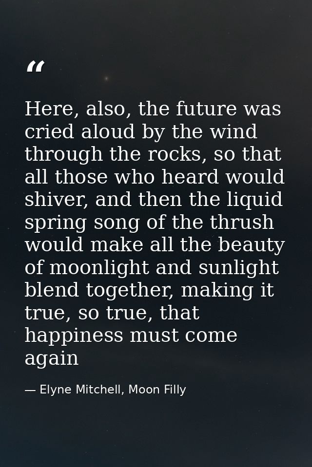 Here, also, the future was cried aloud by the wind through the rocks, so that all those who heard would shiver, and then — Elyne Mitchell, Moon Filly