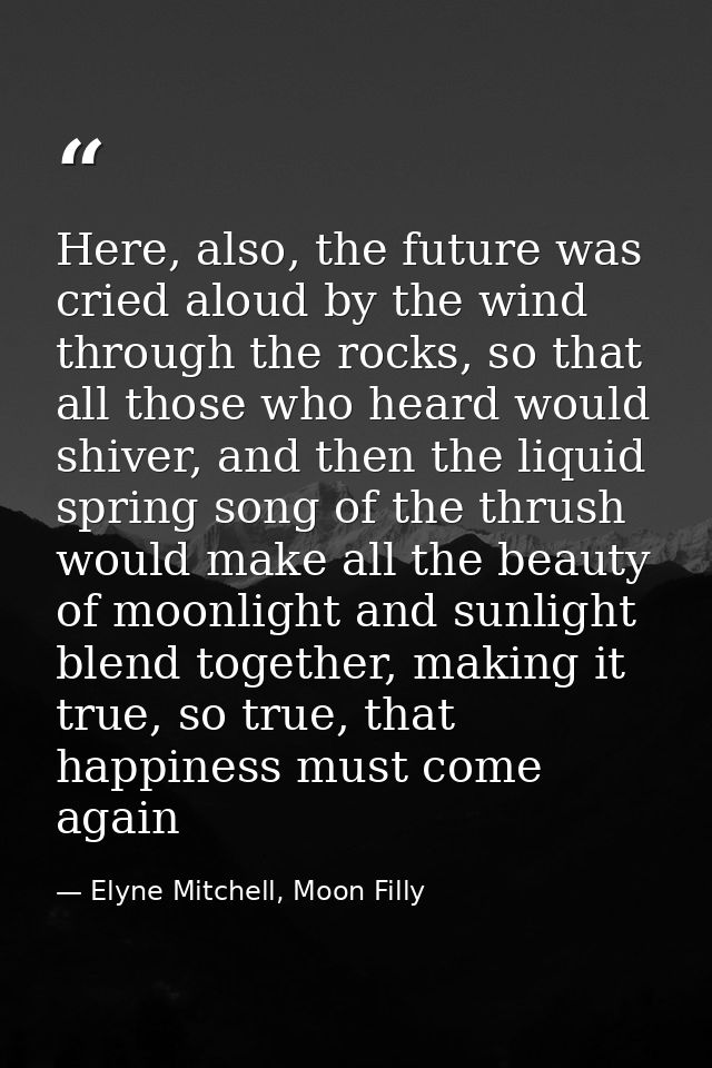 Here, also, the future was cried aloud by the wind through the rocks, so that all those who heard would shiver, and then — Elyne Mitchell, Moon Filly