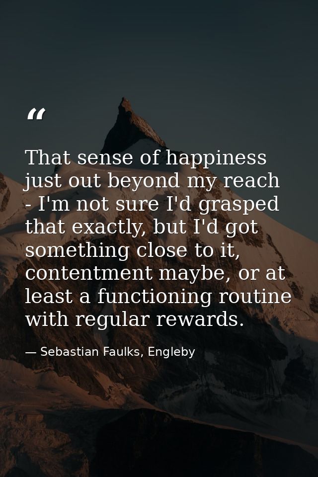 That sense of happiness just out beyond my reach - I'm not sure I'd grasped that exactly, but I'd got something close to — Sebastian Faulks, Engleby