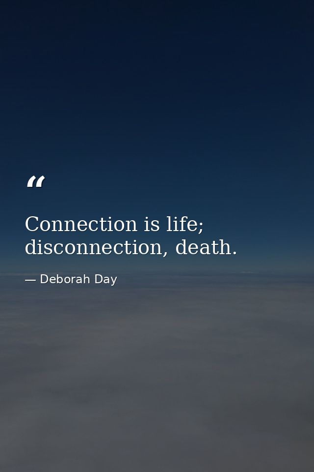 Connection is life; disconnection, death. — Deborah Day