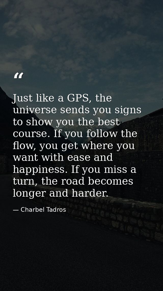 Just like a GPS, the universe sends you signs to show you the best course. If you follow the flow, you get where you wan — Charbel Tadros