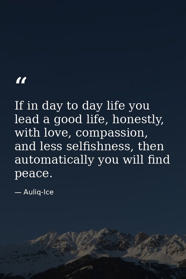 If in day to day life you lead a good life, honestly, with love, compassion, and less selfishness, then automatically yo — Auliq-Ice