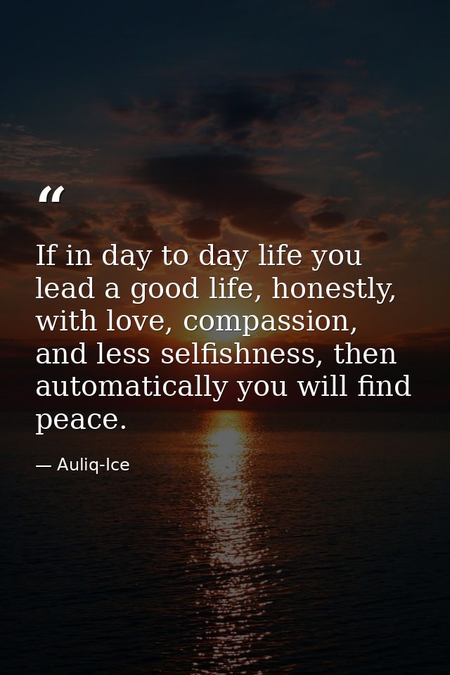 If in day to day life you lead a good life, honestly, with love, compassion, and less selfishness, then automatically yo — Auliq-Ice