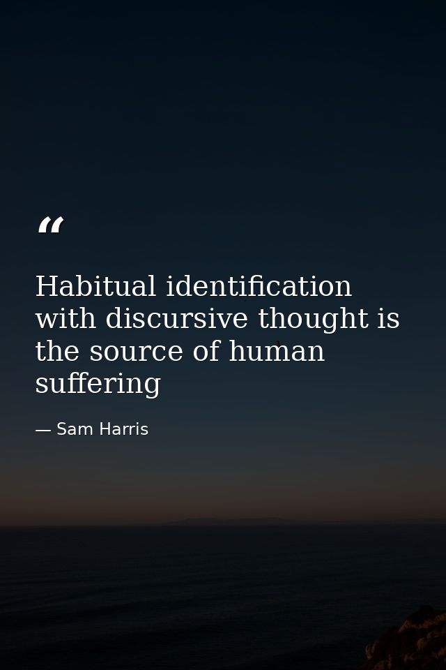 Habitual identification with discursive thought is the source of human suffering — Sam Harris
