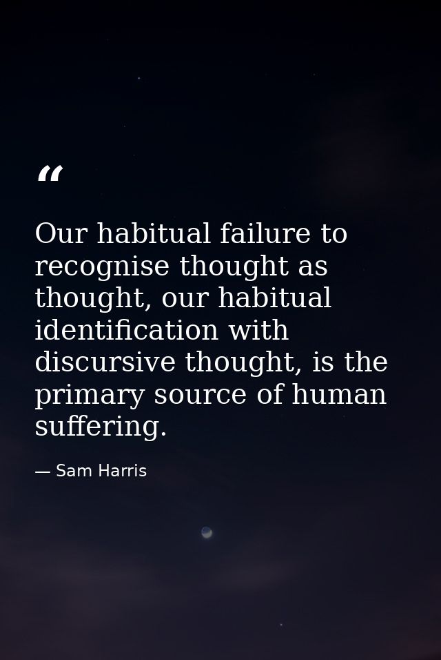 Our habitual failure to recognise thought as thought, our habitual identification with discursive thought, is the primar — Sam Harris