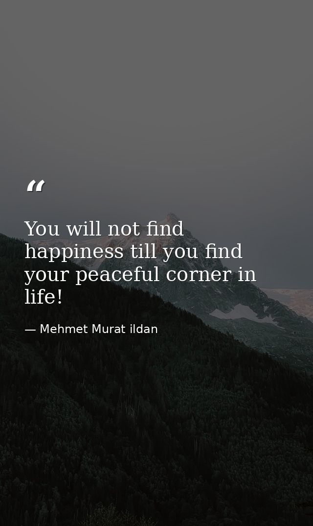 You will not find happiness till you find your peaceful corner in life! — Mehmet Murat ildan