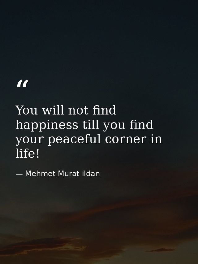 You will not find happiness till you find your peaceful corner in life! — Mehmet Murat ildan