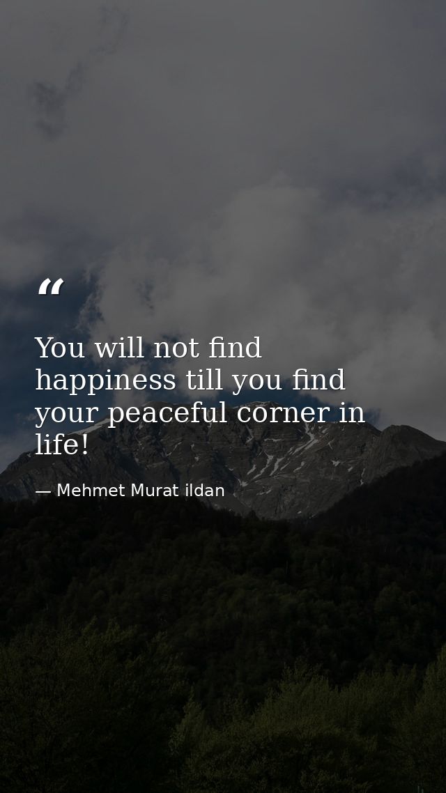 You will not find happiness till you find your peaceful corner in life! — Mehmet Murat ildan