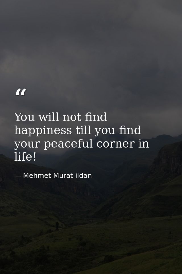 You will not find happiness till you find your peaceful corner in life! — Mehmet Murat ildan