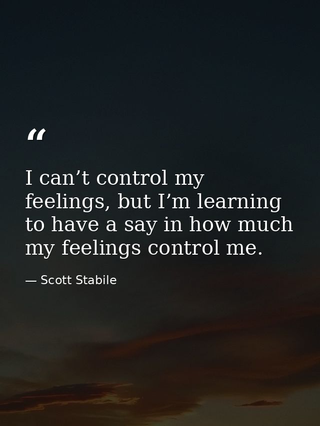 I can’t control my feelings, but I’m learning to have a say in how much my feelings control me. — Scott Stabile