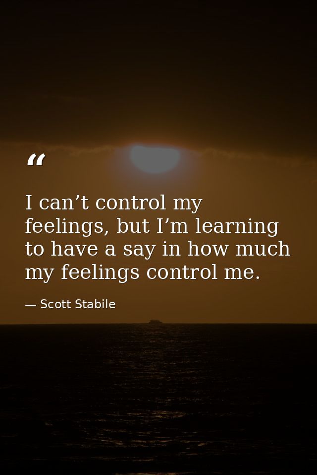 I can’t control my feelings, but I’m learning to have a say in how much my feelings control me. — Scott Stabile