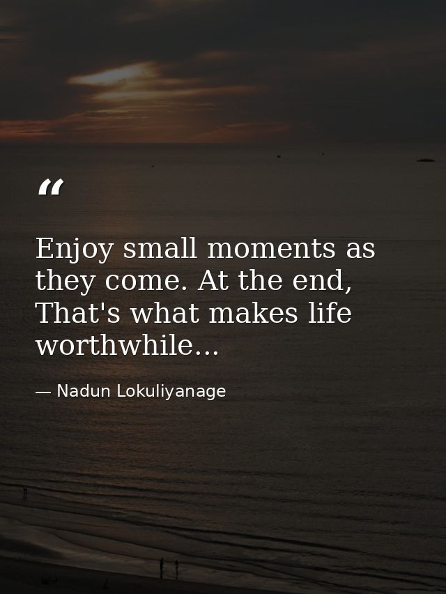 Enjoy small moments as they come. At the end, That's what makes life worthwhile... — Nadun Lokuliyanage