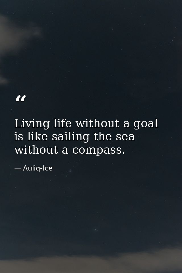 Living life without a goal is like sailing the sea without a compass. — Auliq-Ice