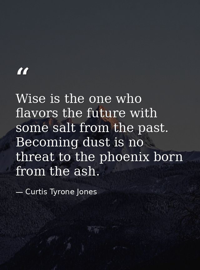 Wise is the one who flavors the future with some salt from the past. Becoming dust is no threat to the phoenix born from — Curtis Tyrone Jones