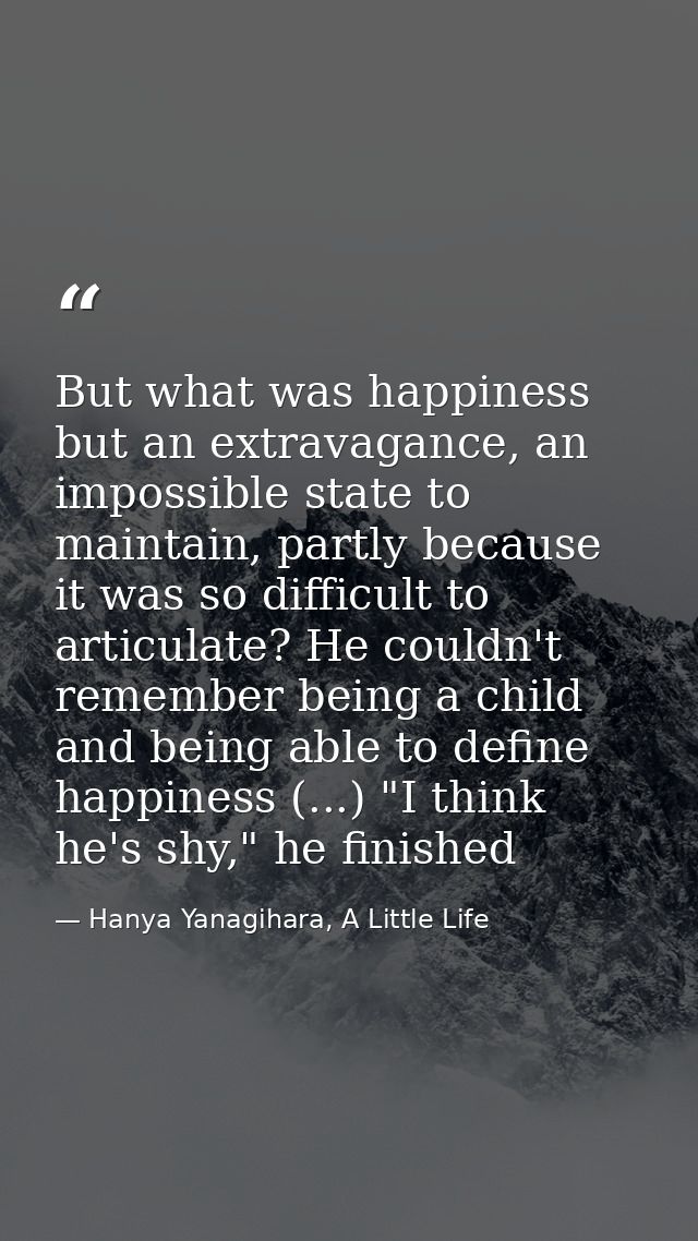 But what was happiness but an extravagance, an impossible state to maintain, partly because it was so difficult to artic — Hanya Yanagihara, A Little Life