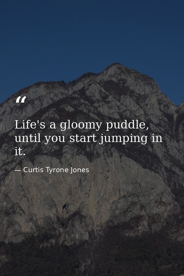 Life's a gloomy puddle, until you start jumping in it. — Curtis Tyrone Jones