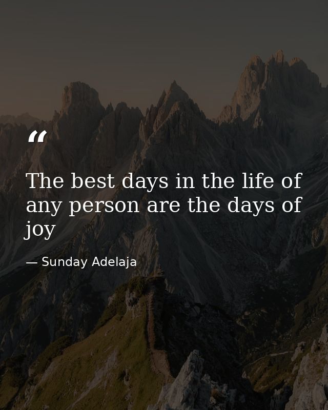 The best days in the life of any person are the days of joy — Sunday Adelaja