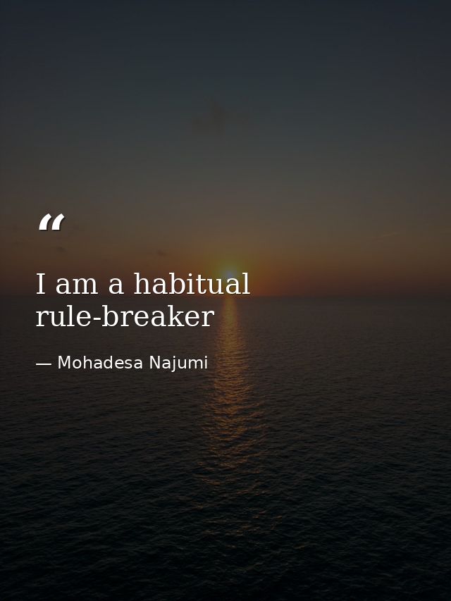 I am a habitual rule-breaker — Mohadesa Najumi