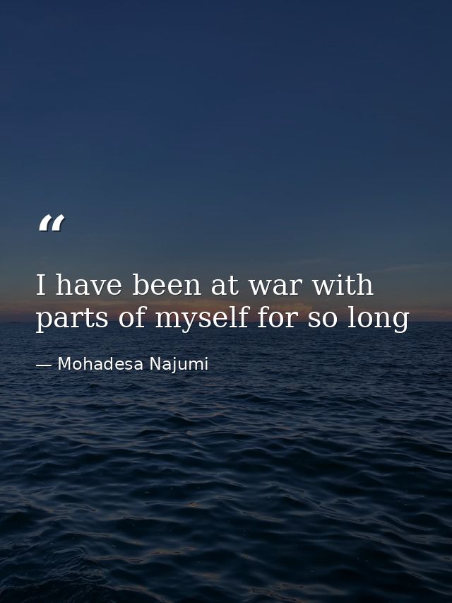 I have been at war with parts of myself for so long — Mohadesa Najumi