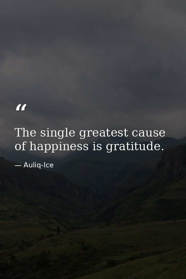 The single greatest cause of happiness is gratitude. — Auliq-Ice