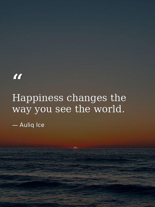 Happiness changes the way you see the world. — Auliq Ice