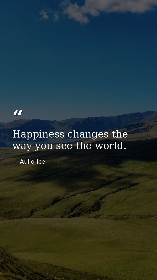 Happiness changes the way you see the world. — Auliq Ice