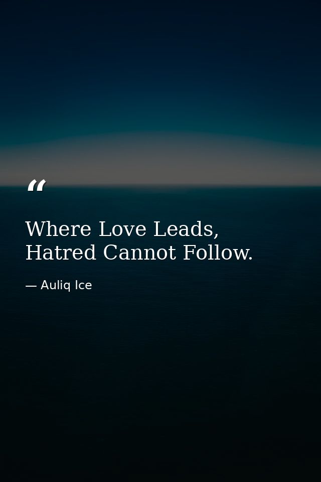 Where Love Leads, Hatred Cannot Follow. — Auliq Ice