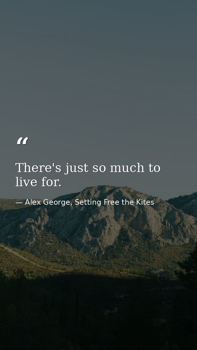 There's just so much to live for. — Alex George, Setting Free the Kites