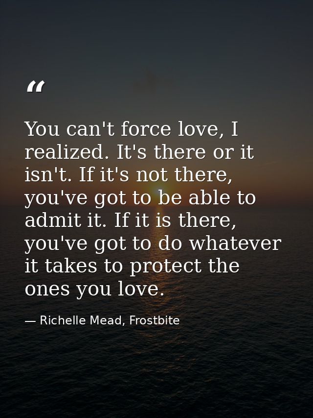 You can't force love, I realized. It's there or it isn't. If it's not there, you've got to be able to admit it. If it is — Richelle Mead, Frostbite