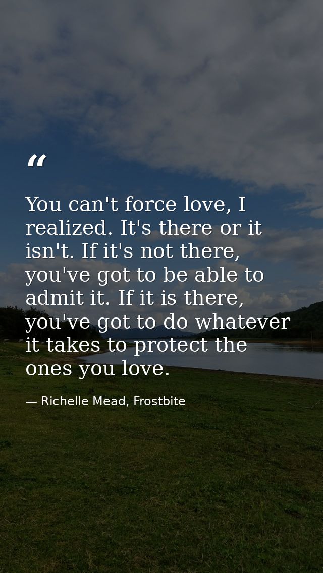 You can't force love, I realized. It's there or it isn't. If it's not there, you've got to be able to admit it. If it is — Richelle Mead, Frostbite
