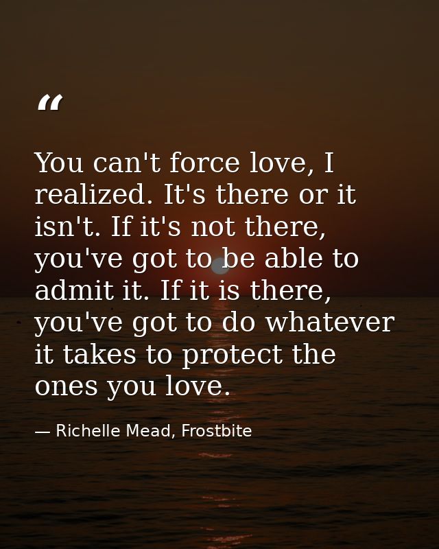 You can't force love, I realized. It's there or it isn't. If it's not there, you've got to be able to admit it. If it is — Richelle Mead, Frostbite