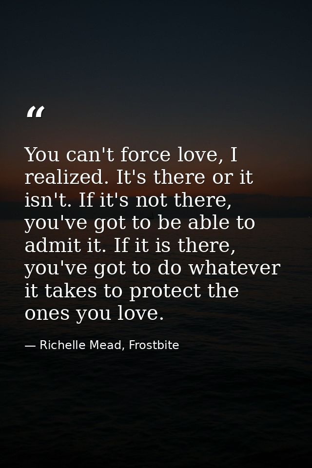 You can't force love, I realized. It's there or it isn't. If it's not there, you've got to be able to admit it. If it is — Richelle Mead, Frostbite