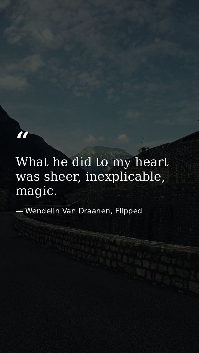 What he did to my heart was sheer, inexplicable, magic. — Wendelin Van Draanen, Flipped