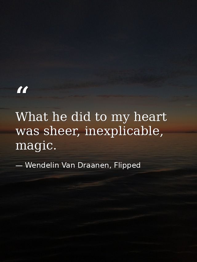 What he did to my heart was sheer, inexplicable, magic. — Wendelin Van Draanen, Flipped