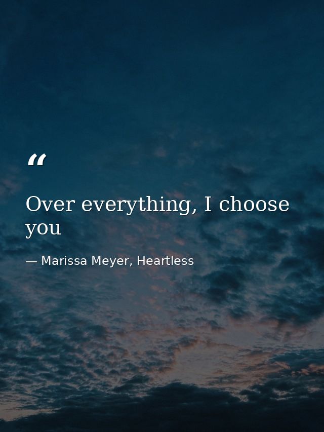 Over everything, I choose you — Marissa Meyer, Heartless