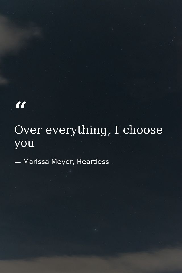 Over everything, I choose you — Marissa Meyer, Heartless