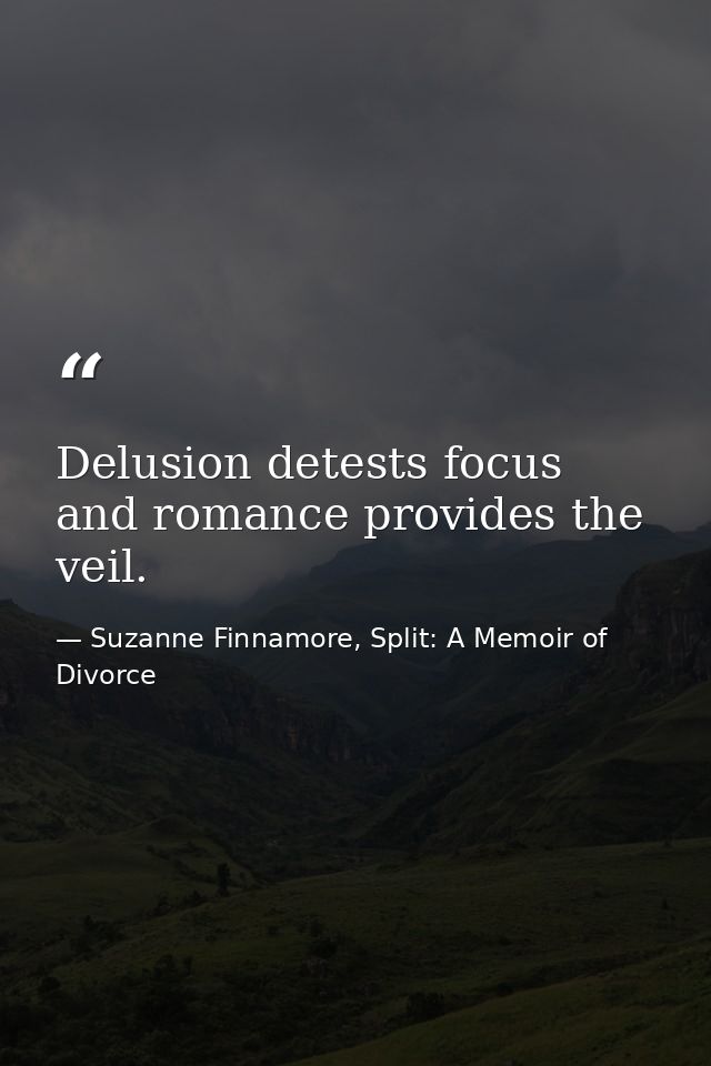 Delusion detests focus and romance provides the veil. — Suzanne Finnamore, Split: A Memoir of Divorce