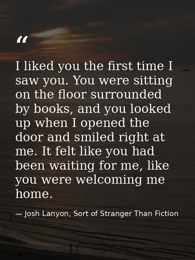 I liked you the first time I saw you. You were sitting on the floor surrounded by books, and you looked up when I opened — Josh Lanyon, Sort of Stranger Than Fiction