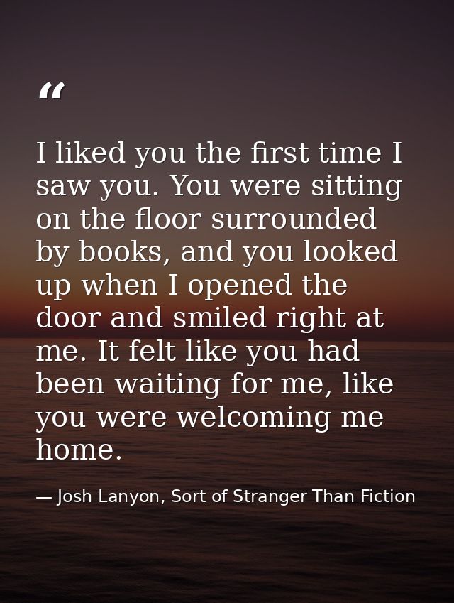 I liked you the first time I saw you. You were sitting on the floor surrounded by books, and you looked up when I opened — Josh Lanyon, Sort of Stranger Than Fiction