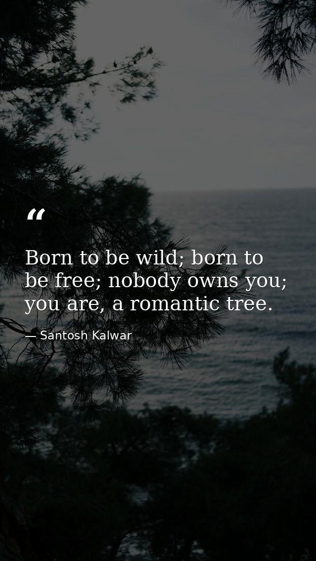 Born to be wild; born to be free; nobody owns you; you are, a romantic tree. — Santosh Kalwar