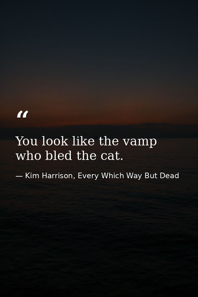 You look like the vamp who bled the cat. — Kim Harrison, Every Which Way But Dead
