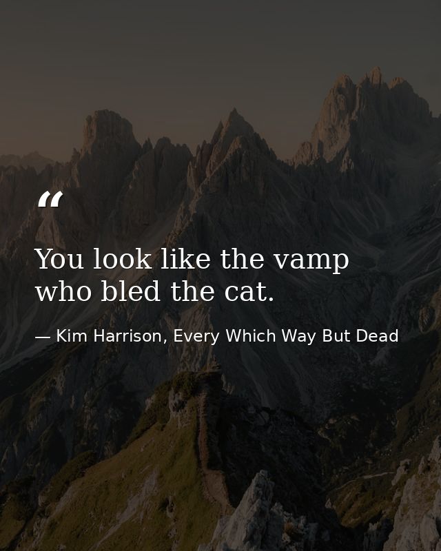 You look like the vamp who bled the cat. — Kim Harrison, Every Which Way But Dead