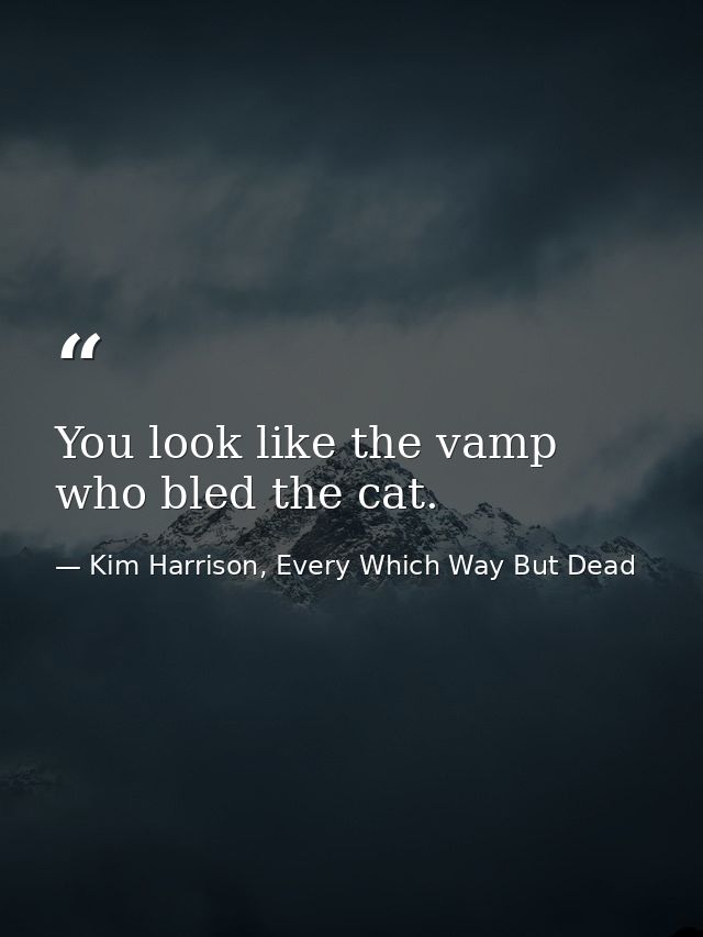 You look like the vamp who bled the cat. — Kim Harrison, Every Which Way But Dead