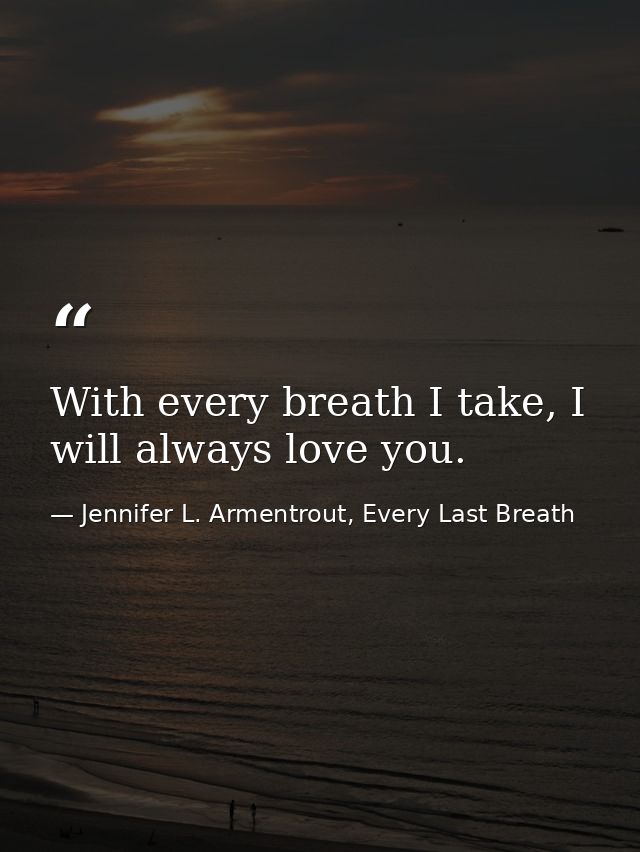 With every breath I take, I will always love you. — Jennifer L. Armentrout, Every Last Breath