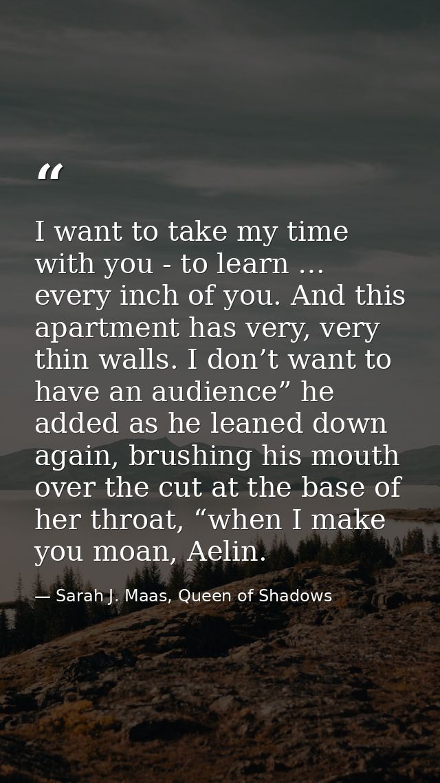 I want to take my time with you - to learn … every inch of you. And this apartment has very, very thin walls. I don’t wa — Sarah J. Maas, Queen of Shadows