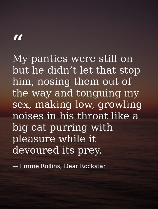 My panties were still on but he didn’t let that stop him, nosing them out of the way and tonguing my sex, making low, gr — Emme Rollins, Dear Rockstar