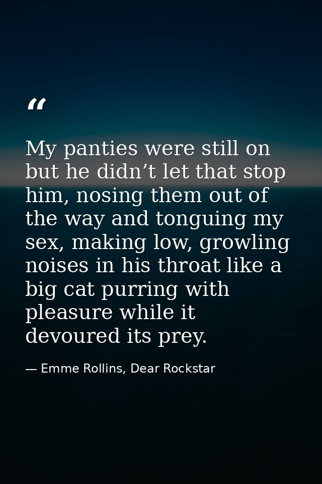 My panties were still on but he didn’t let that stop him, nosing them out of the way and tonguing my sex, making low, gr — Emme Rollins, Dear Rockstar