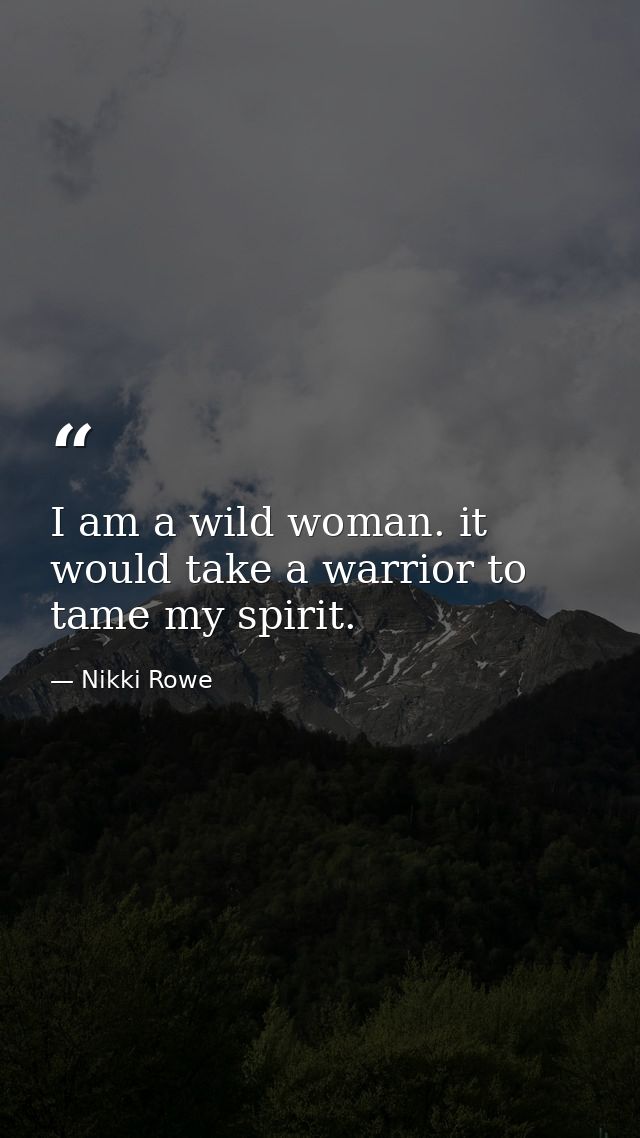 I am a wild woman. it would take a warrior to tame my spirit. — Nikki Rowe
