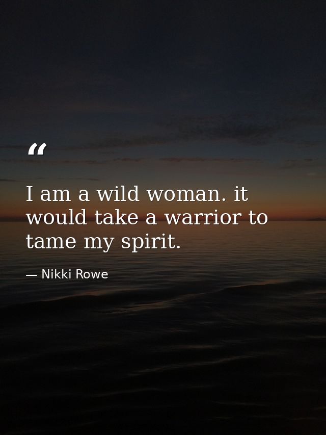 I am a wild woman. it would take a warrior to tame my spirit. — Nikki Rowe